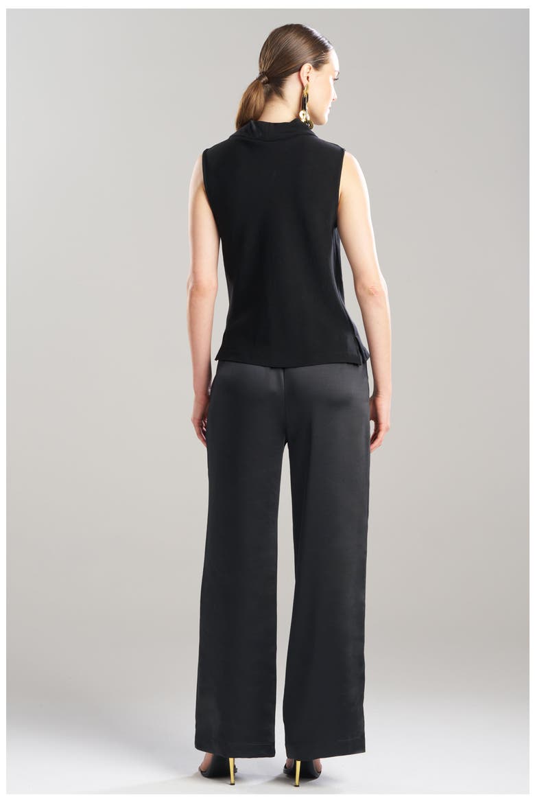 Stretch Crepe Funnel Neck Top, Alternate, color, Black