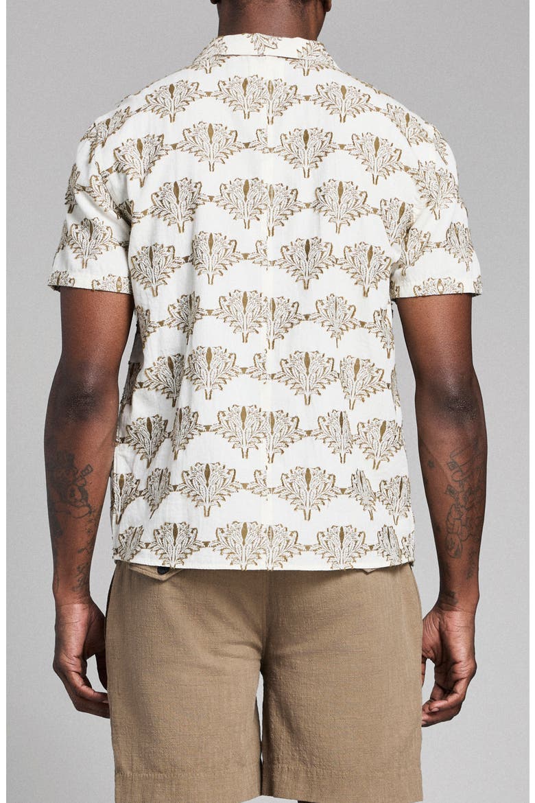 Botanical Cotton Camp Shirt, Alternate, color, TINTED WHITE/ OLIVE