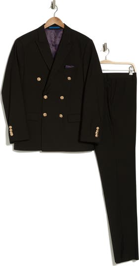 Slim Fit Solid Double Breasted Suit