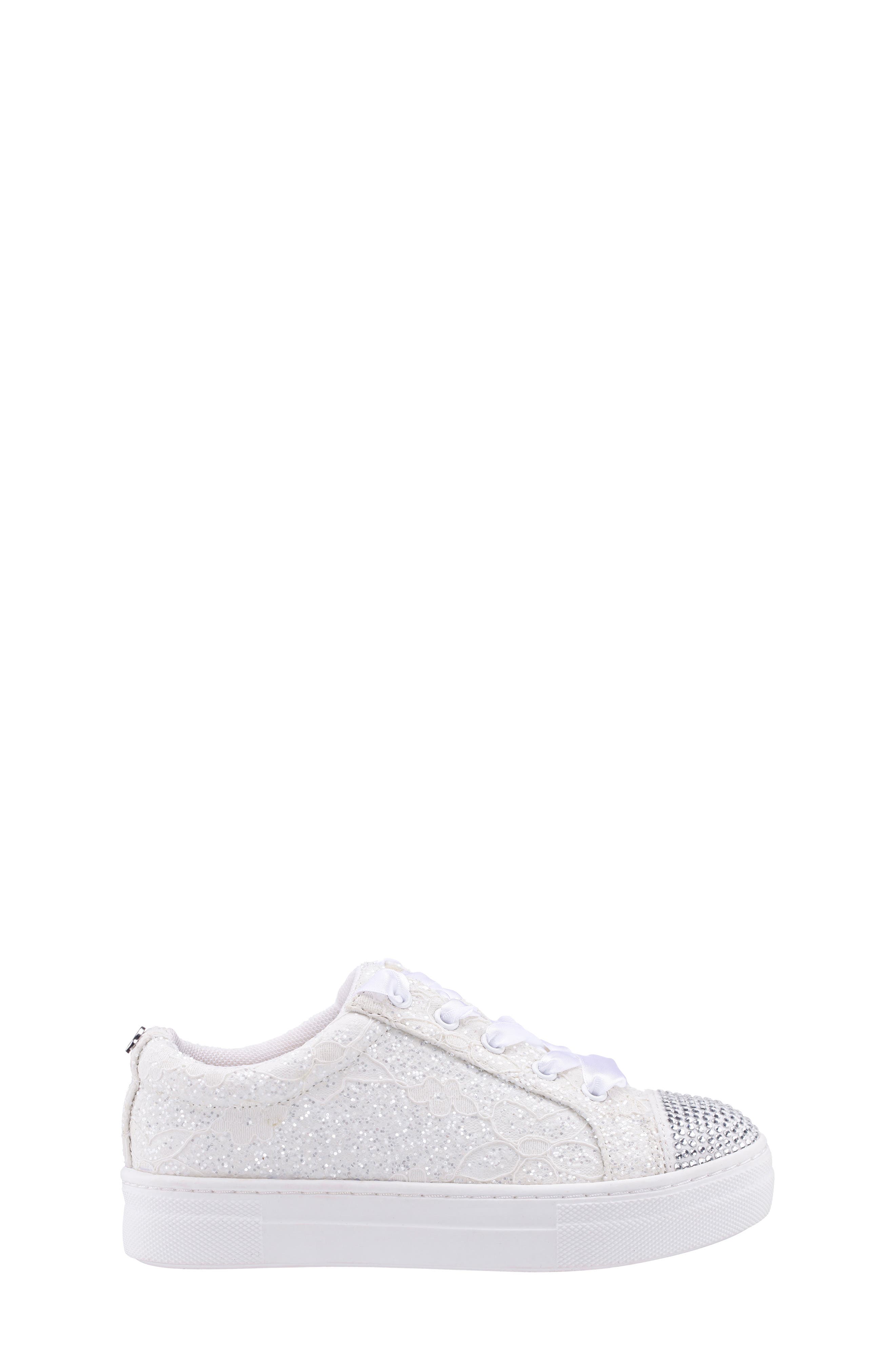 Nina Kids' Glitter Cap Toe Sneaker, Alternate, color, White