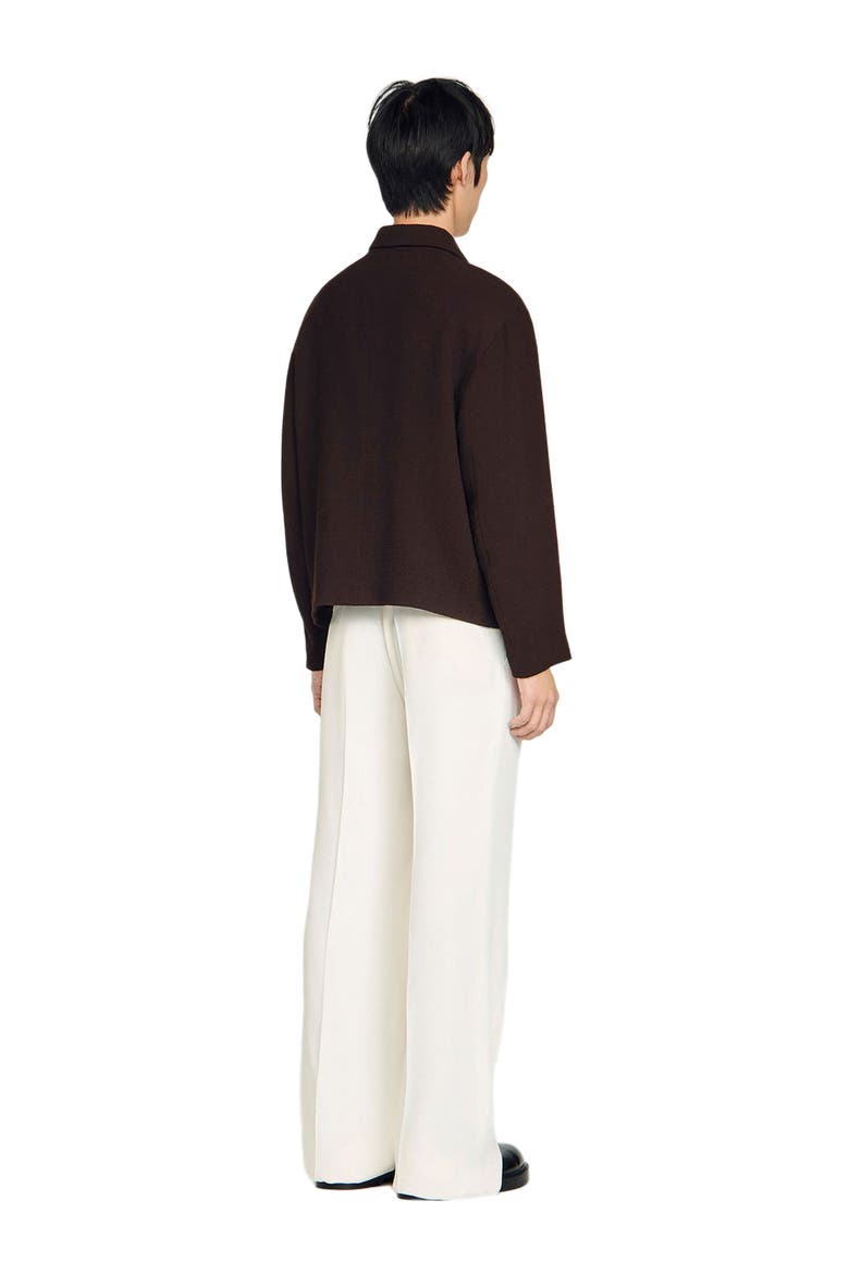 Waffled regular collar zip jacket, Alternate, color, Chocolate