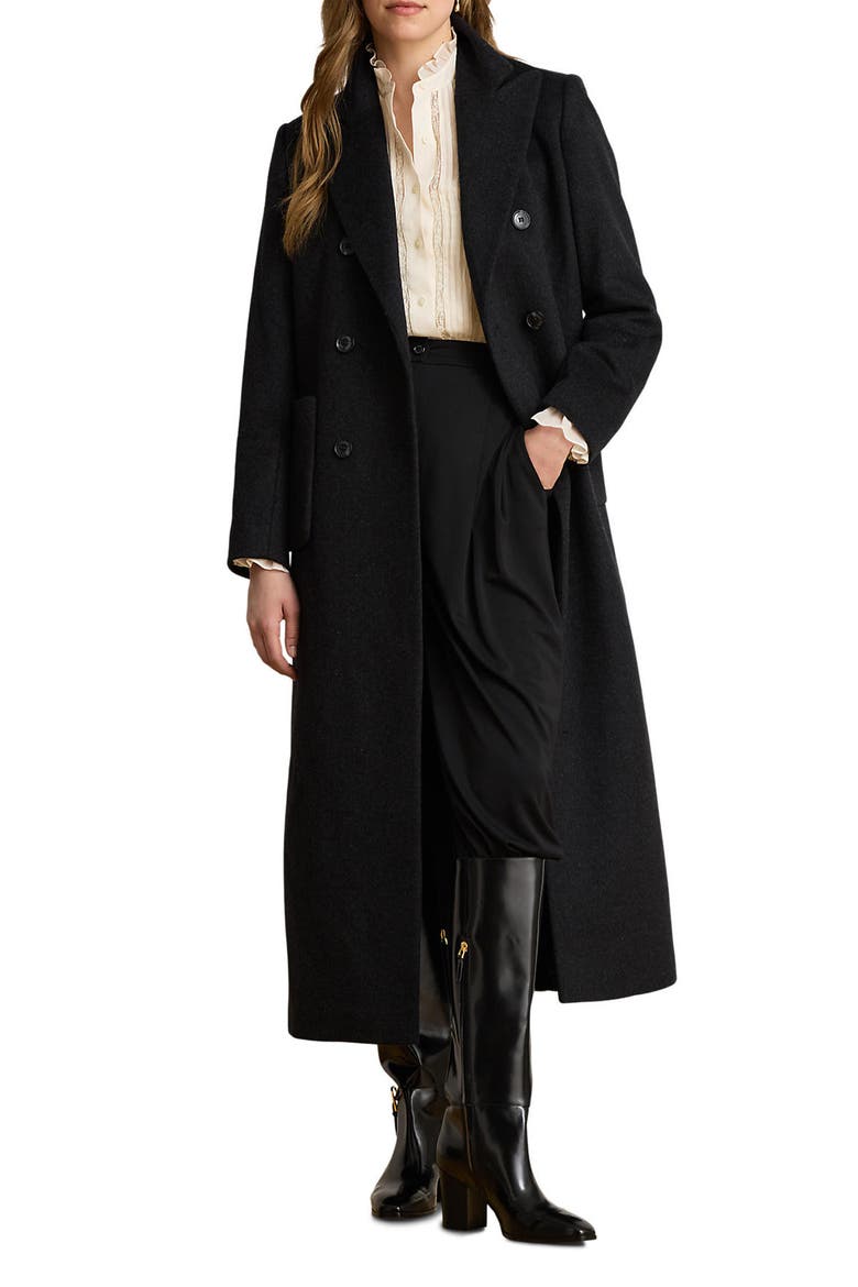 Lauren Ralph Lauren Double Breasted Longline Wool Blend Coat