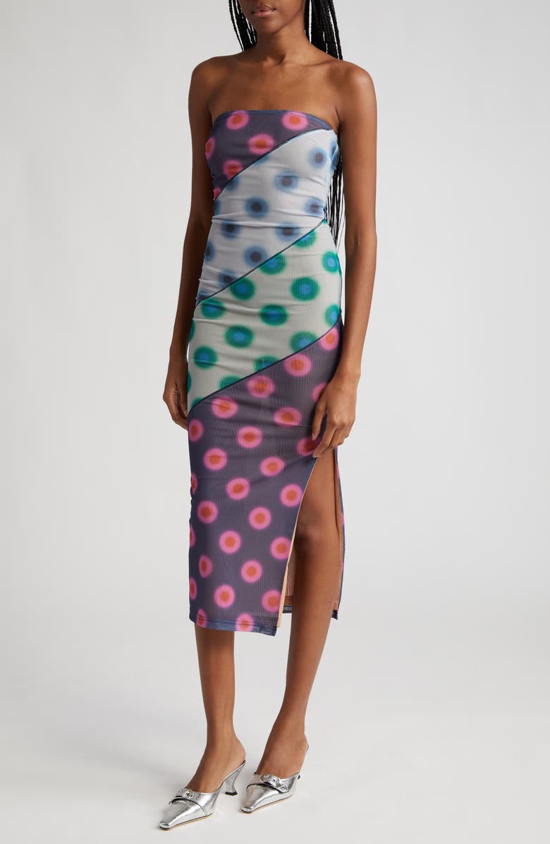 Miaou Lila Polka Dot Strapless Dress, Alternate, color, 