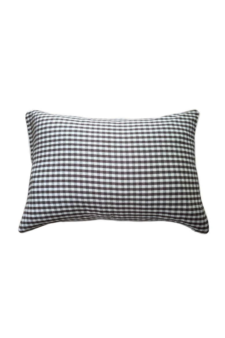 Gingham Pillow Cover - Cover Only, Main, color, Chocolate - 16 x 23