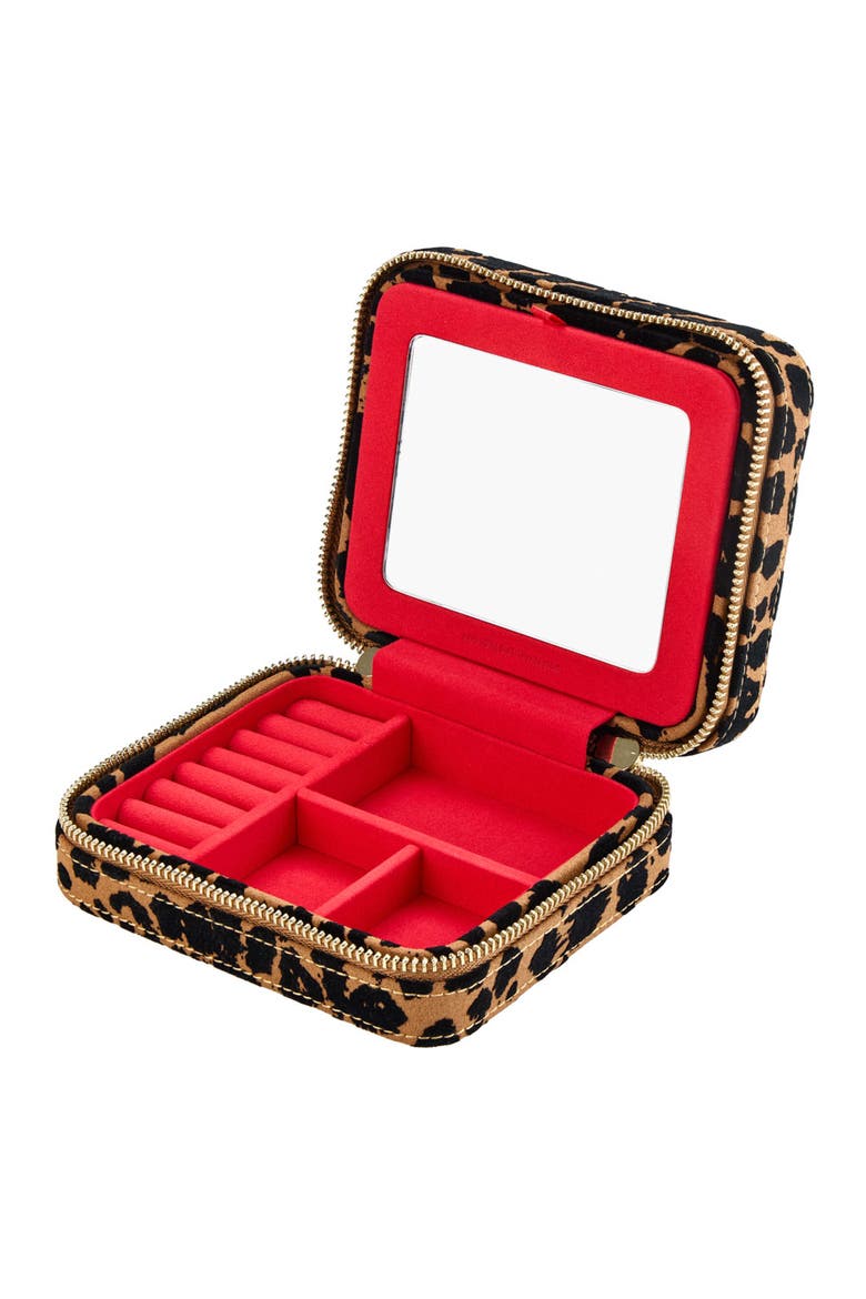 Savanna Leopard Print Jewelry Zip Case, Alternate, color, Tan/Black