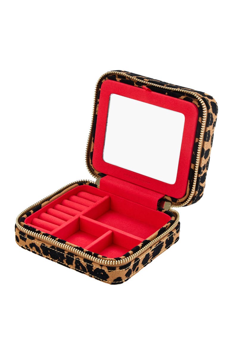 WOLF Savanna Leopard Print Jewelry Zip Case, Alternate, color, Tan/Black