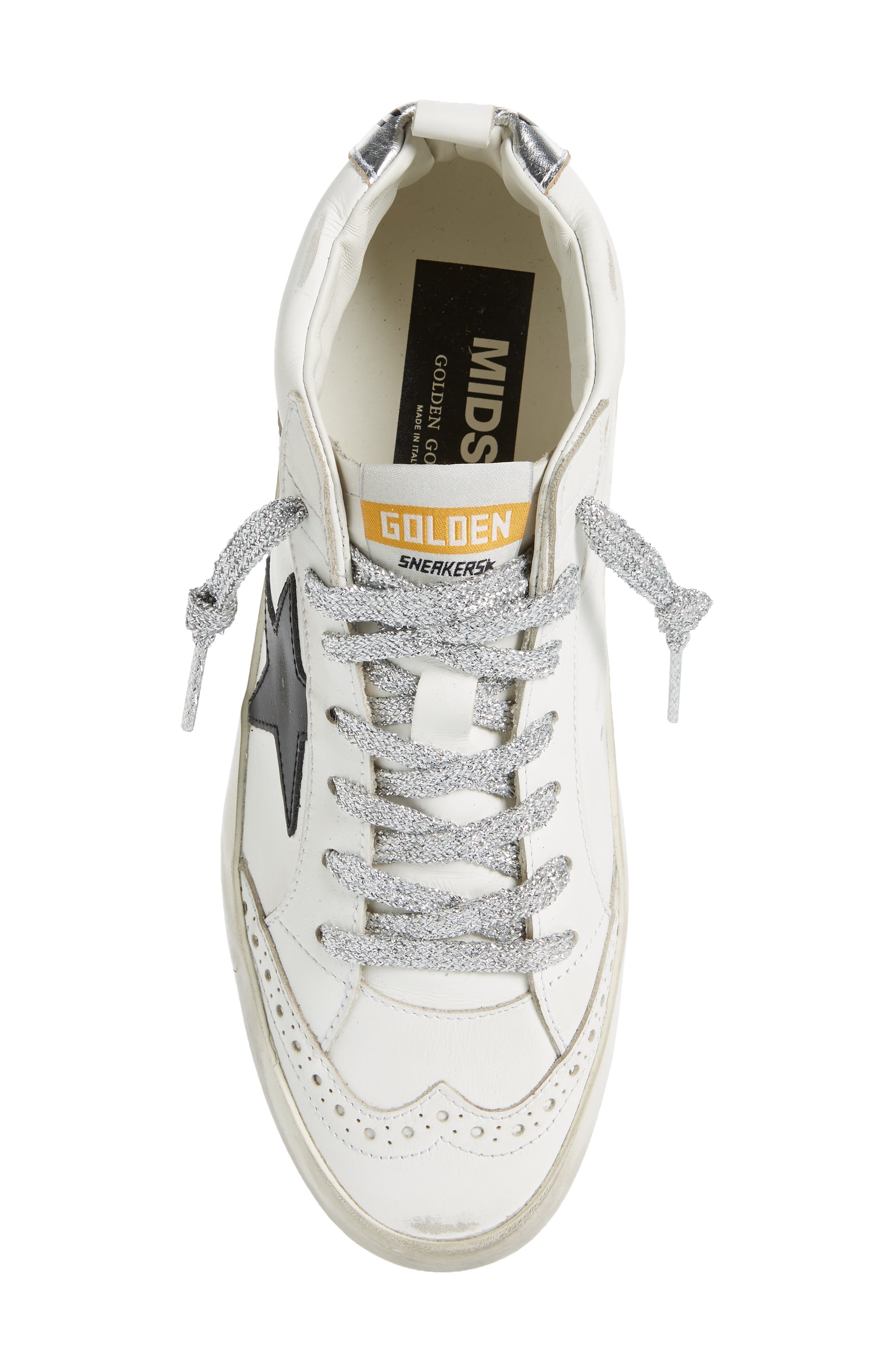 Golden Goose Mid Star Sneaker, Alternate, color, White/ Black/ Silver
