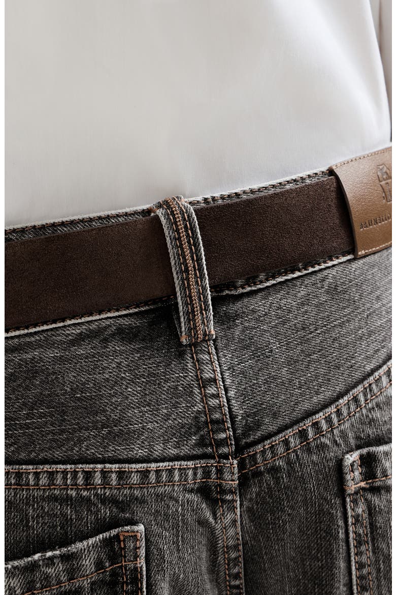 Authentic denim contemporary loose trousers with monili, Alternate, color, Dark Grey