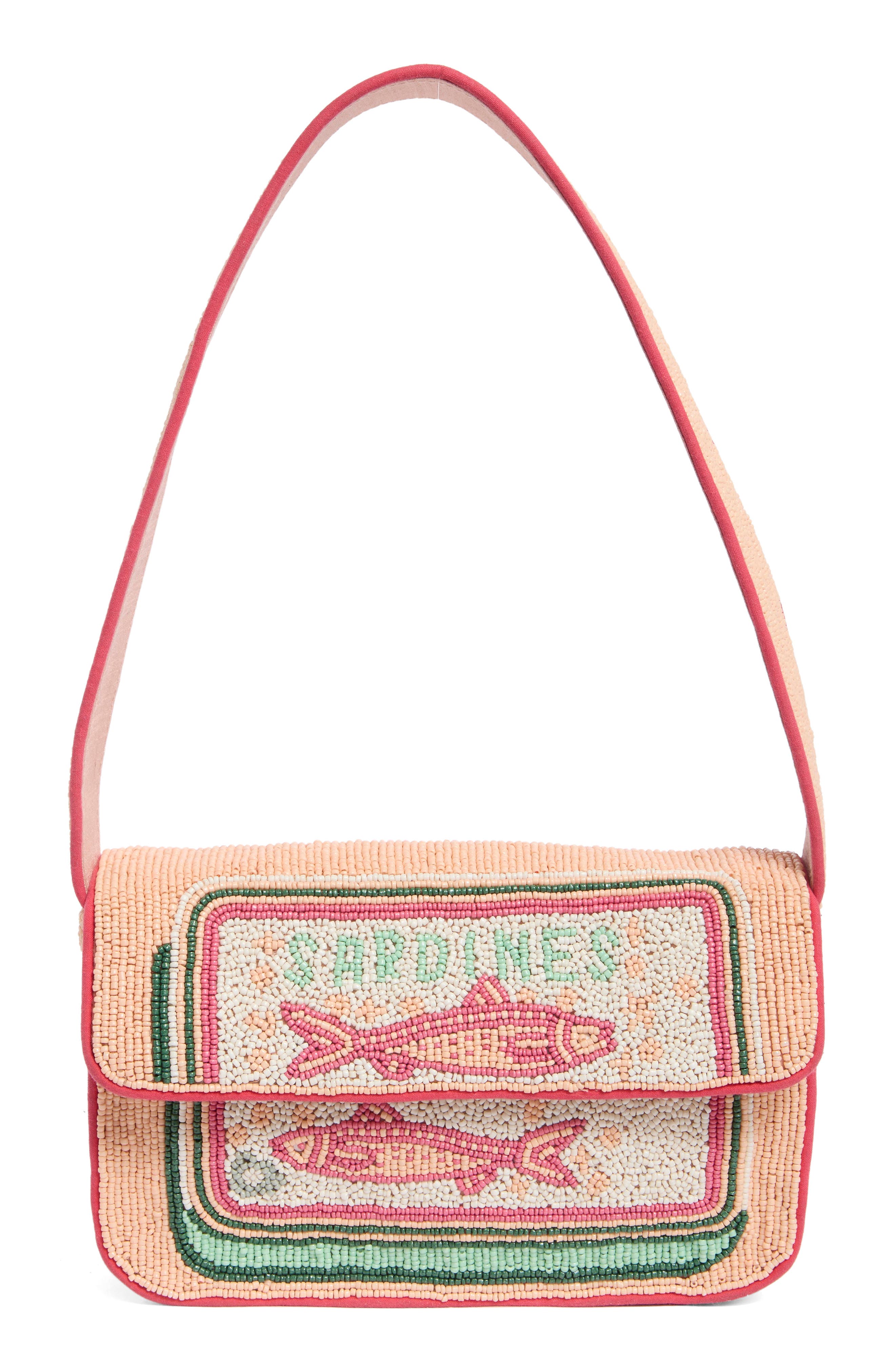 Collection XIIX Beaded Canned Sardines Shoulder Bag, Main, color, Coral