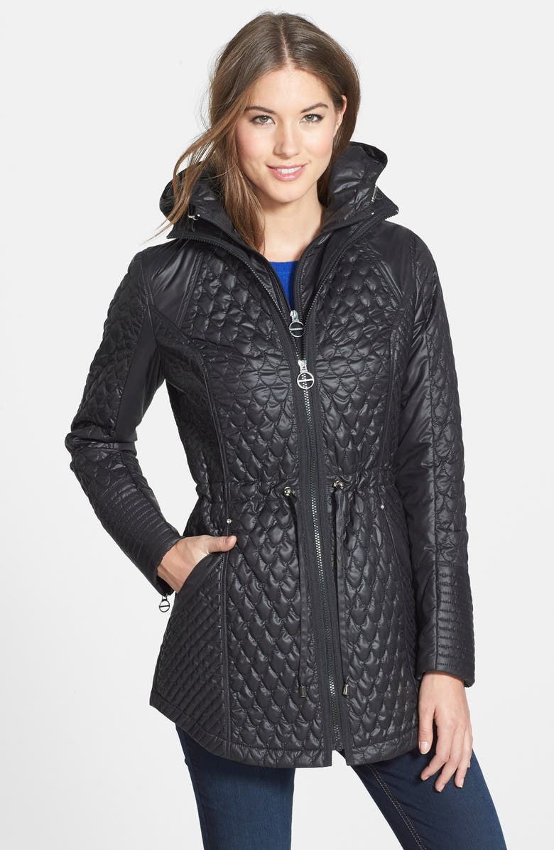 Laundry by Shelli Segal Quilted Jacket with Hooded Inset, Main, color, 