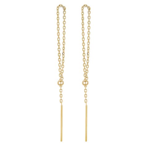 14K Yellow Gold Loop Threader Earrings