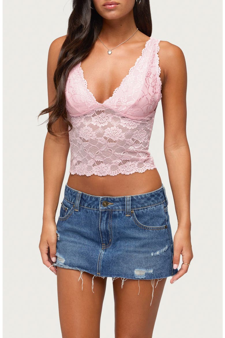 Vanya V-Neck Lace Tank, Main, color, LIGHT-PINK