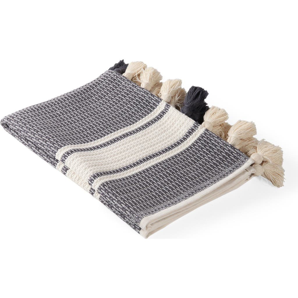 Olive And Linen Olive & Linen Pom Pom Bath Mat In Gray