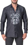 Maceoo Fibonacci Lion Crown Regular Fit Cotton Blend Button-Up Shirt