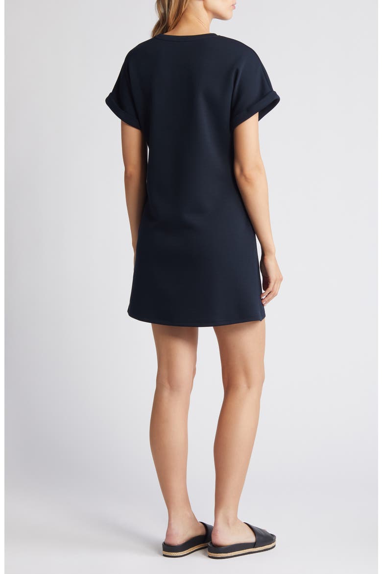 Cuffed T-Shirt Dress, Alternate, color, BLACK