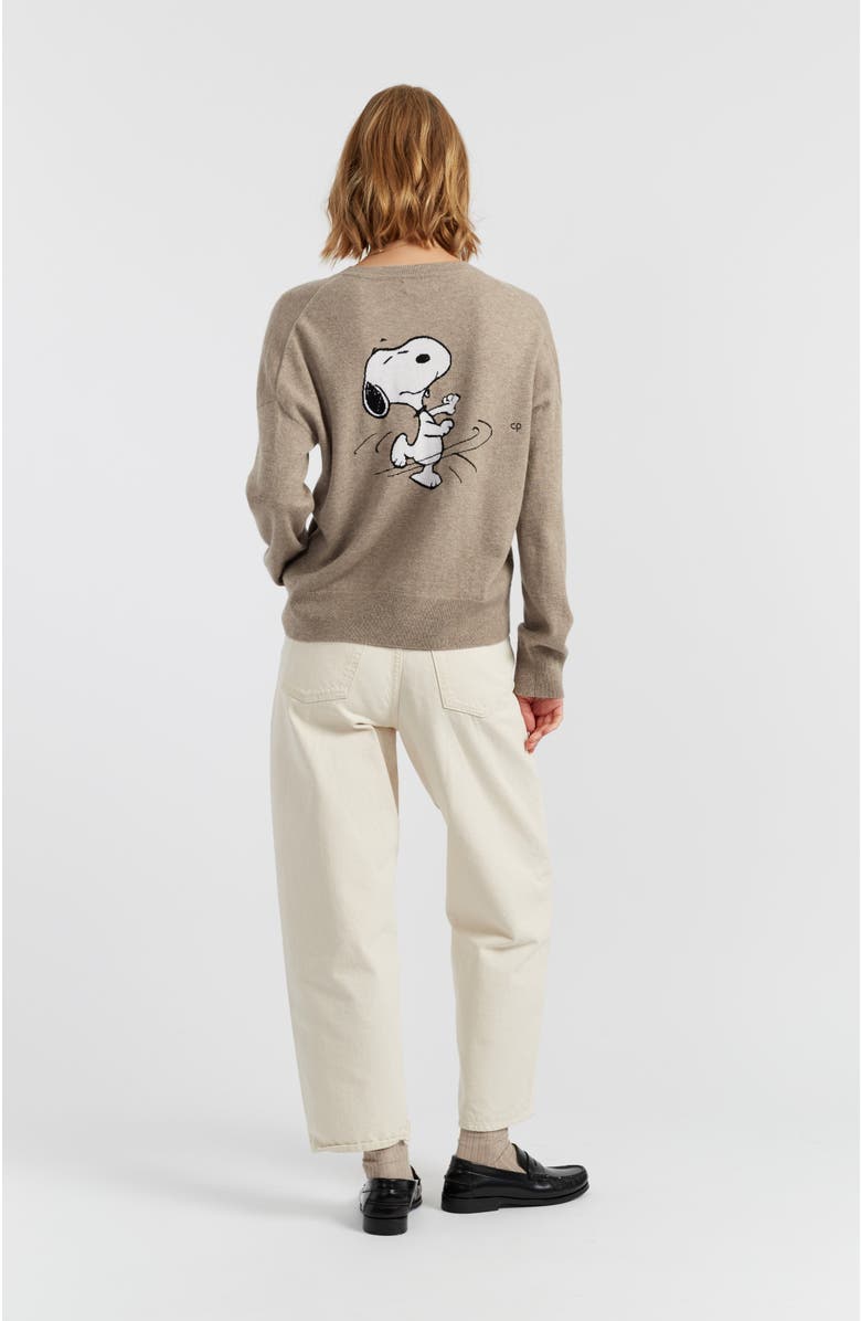 Chinti & Parker Wool-Cashmere Dancing Snoopy Sweater, Alternate, color, Warm Oatmeal