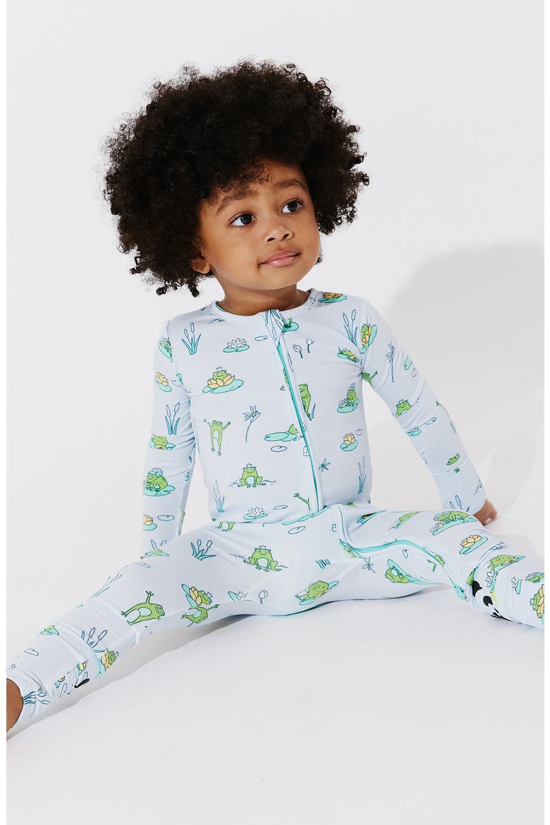 Kids' Frogs Fitted Convertible Footie Pajamas, Alternate, color, FROGS