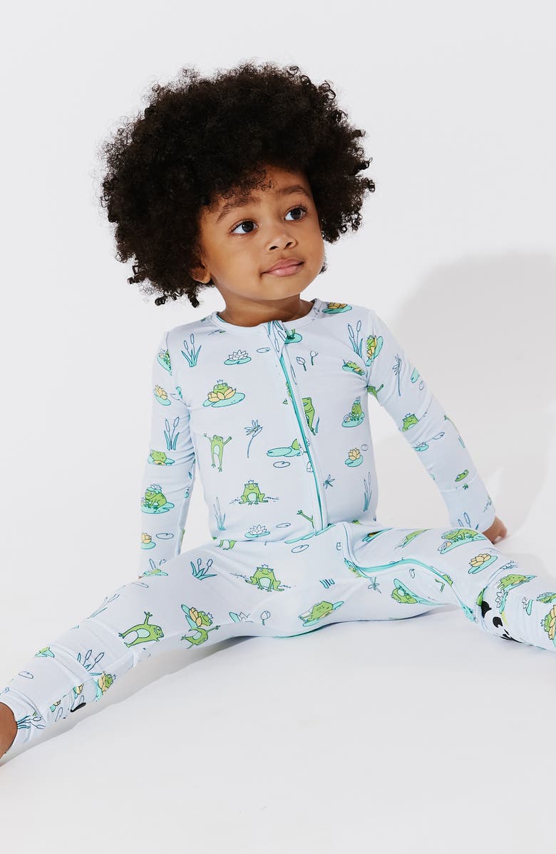 Bellabu Bear Kids' Frogs Fitted Convertible Footie Pajamas, Alternate, color,