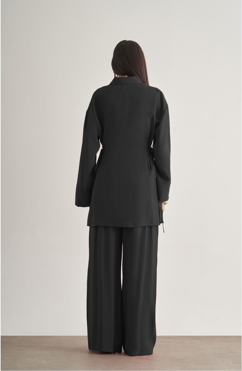 Mizalle Side-Tie Tunic, Alternate, color, Black