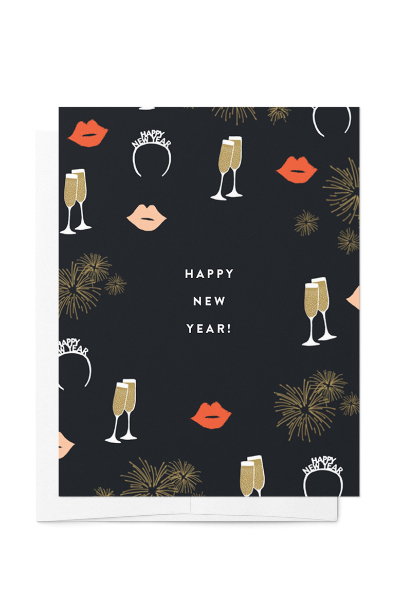 Joy Paper Co. New Year's Boxed Set of 8 Greeting Cards, Main, color, Black