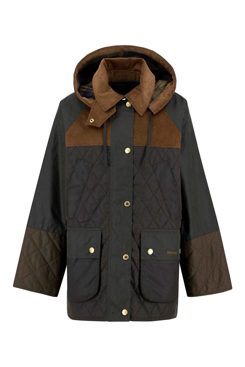 Imelda Water Repellent Mixed Media Jacket with Removable Hood, Alternate, color, ARCHIVE OLIVE/ OLIVE/ BEECH
