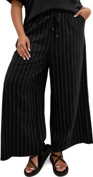 City Chic Kelly Pinstripe Pull-On Wide Leg Pants