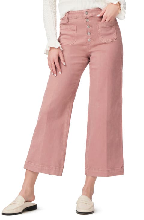 Anessa High Waist Ankle Wide Leg Jeans (Vintage Dark Rose Blush)