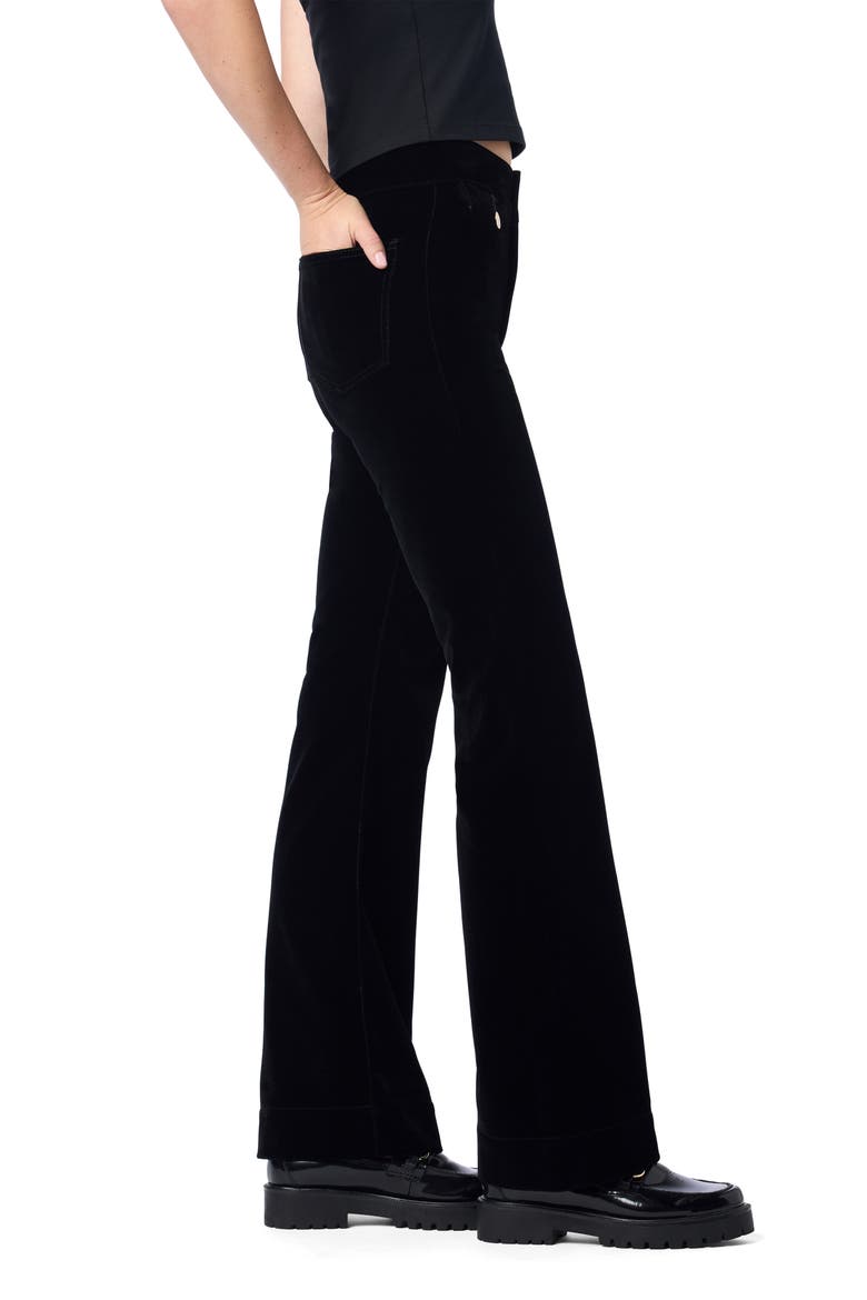 Velveteen Button Pocket Flare Pants, Alternate, color, BLACK