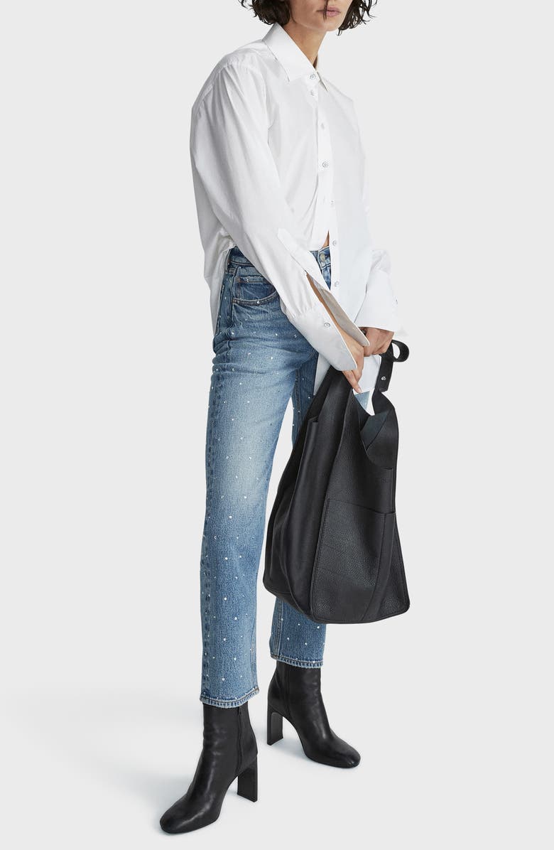 rag & bone Harlow Rhinestone Straight Leg Jeans, Alternate, color, Evjewel