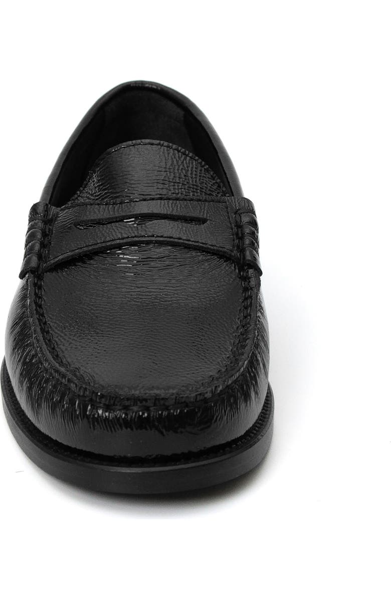 Menina Step Mila Leather Penny Loafer, Alternate, color, Black Crinkled