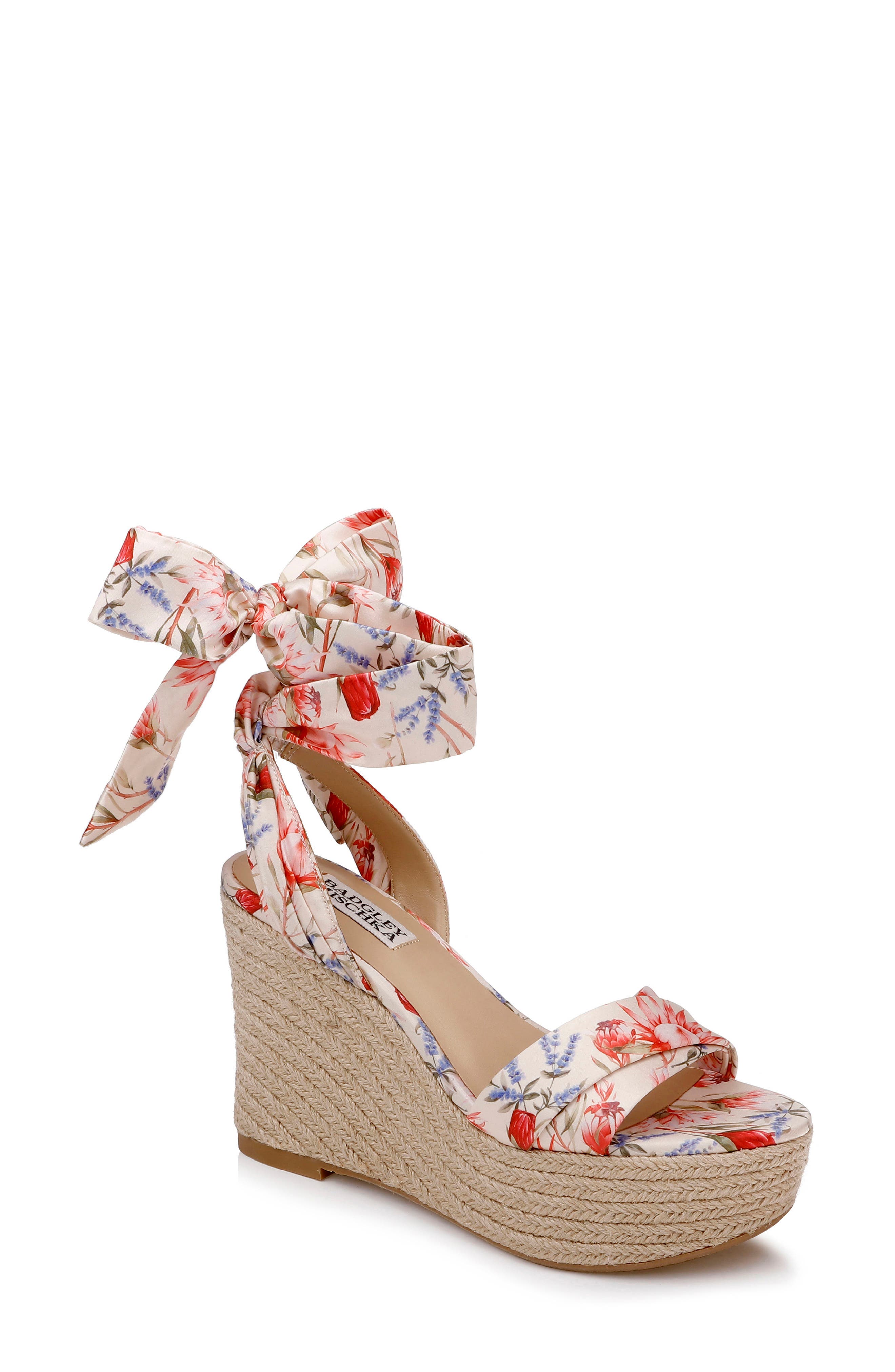 Badgley Mischka Collection Ximora Platform Wedge Espadrille, Main, color, Cream Multi