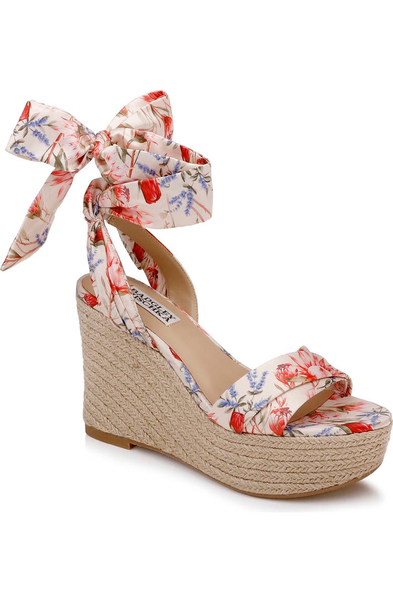 Badgley Mischka Collection Ximora Platform Wedge Espadrille, Main, color, Cream Multi