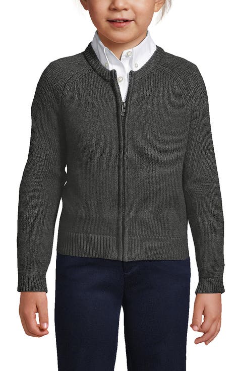 School Uniform Girls Cotton Modal Zip-front Cardigan Sweater