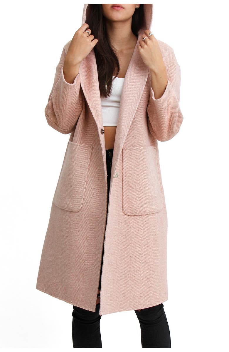 Belle & Bloom Walk This Way Wool Blend Oversized Coat, Alternate, color, Pink