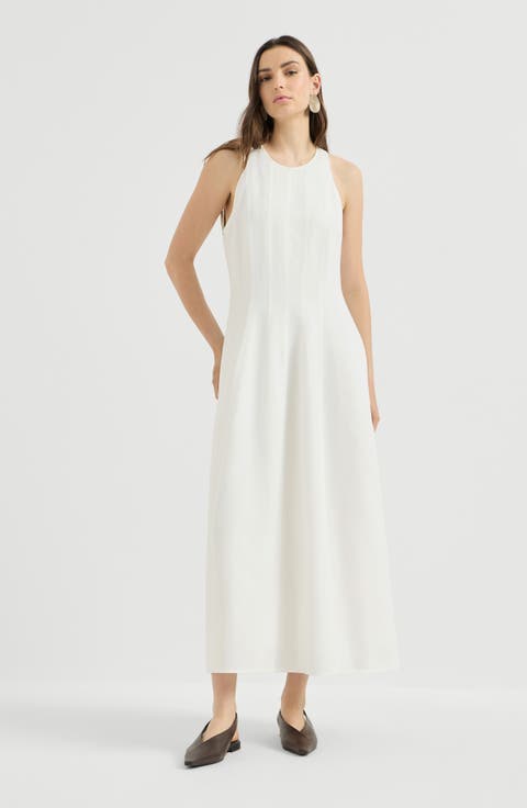 Viscose and linen fluid twill dress