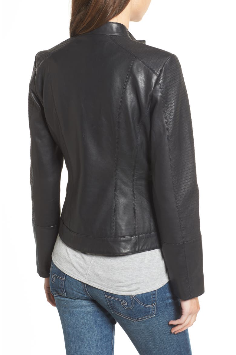 Kirwin Leather Moto Jacket, Alternate, color, BLACK