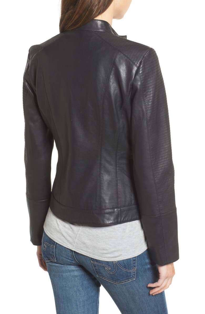 Bernardo Kirwin Leather Moto Jacket, Alternate, color, Black
