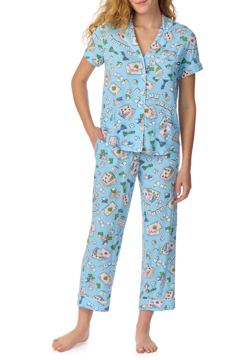 print crop pajamas, Main, color, BLUE PRINT
