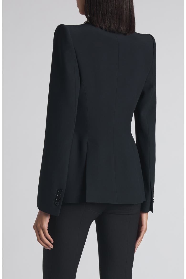 Embellished Lapels Crepe Blazer, Alternate, color, BLACK