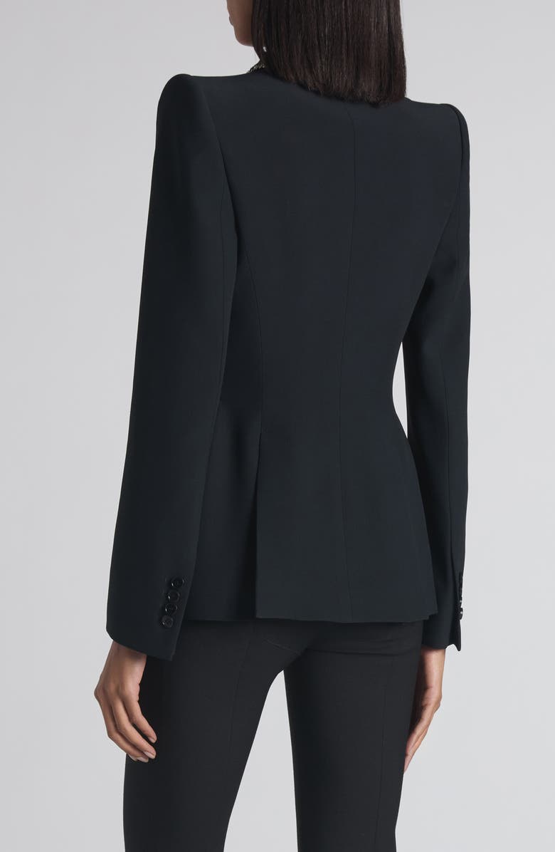 McQueen Embellished Lapels Crepe Blazer, Alternate, color, Black