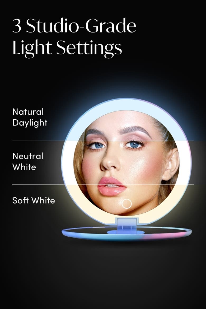 Taylor LED Compact Mirror, Alternate, color, Lavender Lagoon