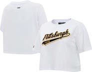 PRO STANDARD Women's Pro Standard White Pittsburgh Penguins Boxy Script Tail Cropped T-Shirt
