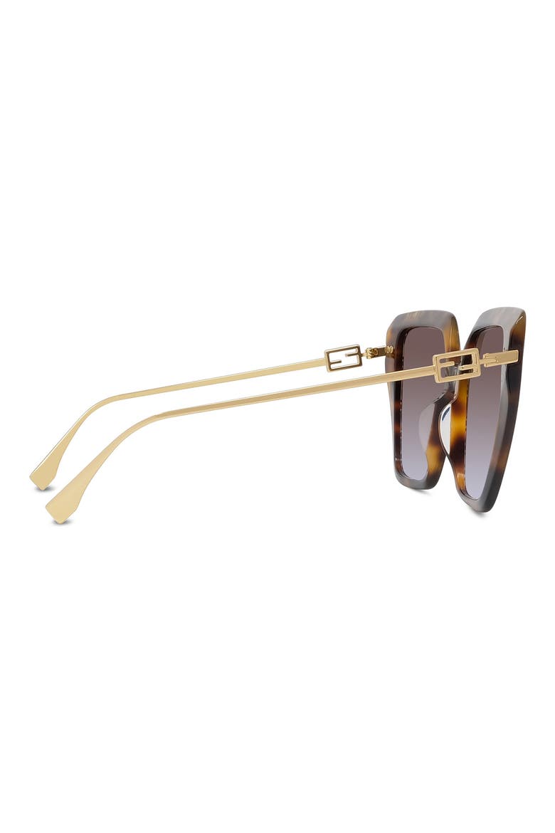 'Fendi Baguette 55mm Butterfly Sunglasses, Alternate, color, HAVANA / GRADIENT BROWN
