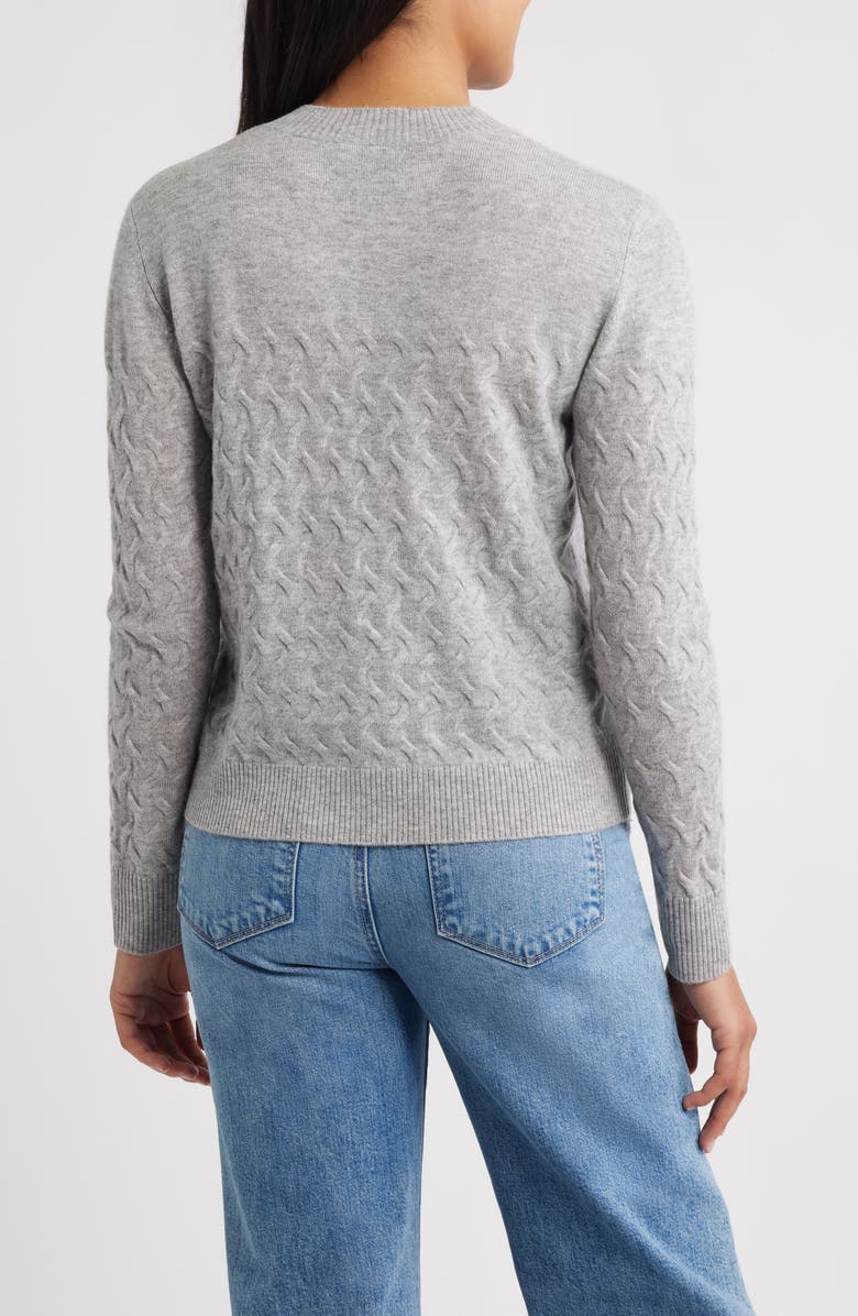Griffen Wondering Cable Wool & Cashmere Crewneck Sweater, Alternate, color, Grey