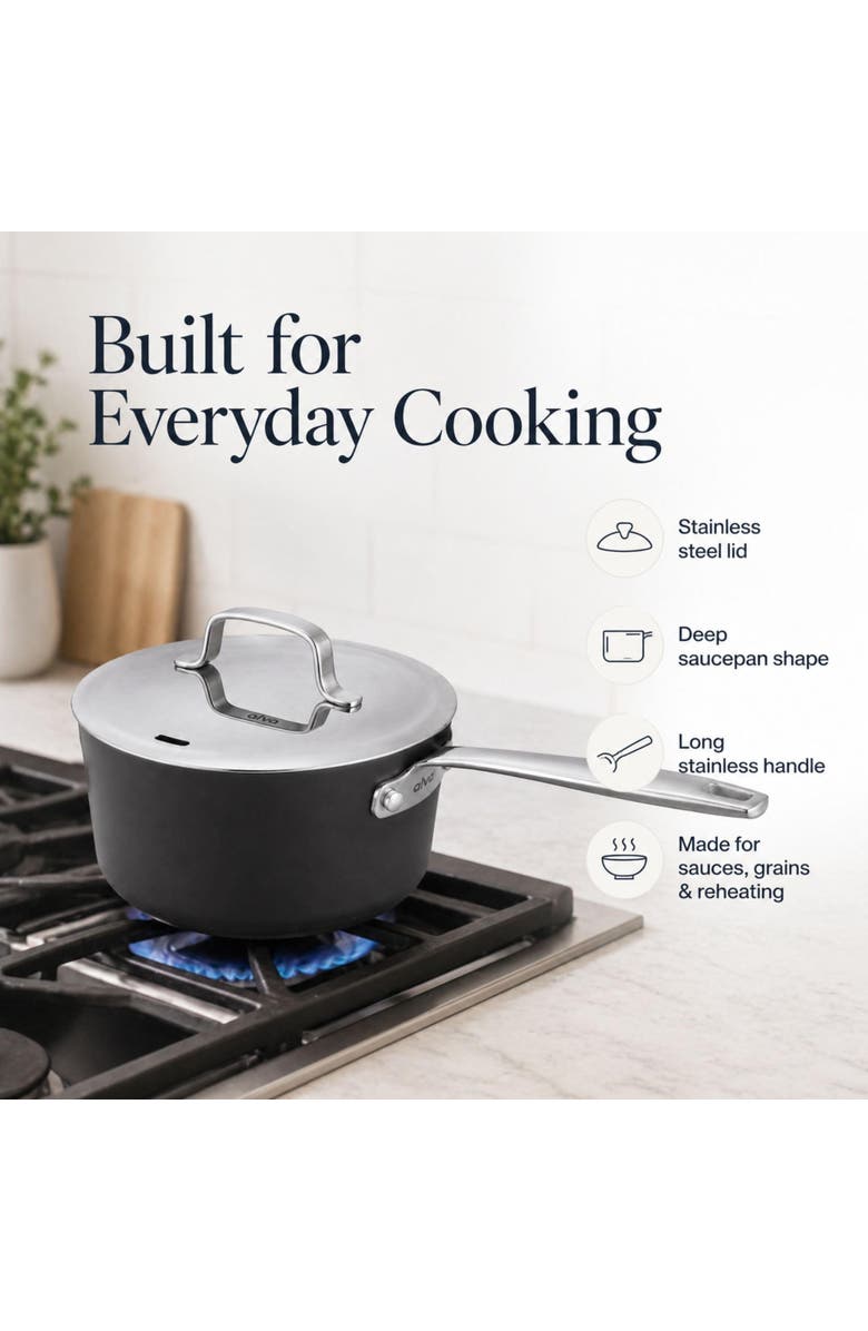 Alva Maestro 2 Qt. Nonstick Saucepan + Lid, Alternate, color, Black