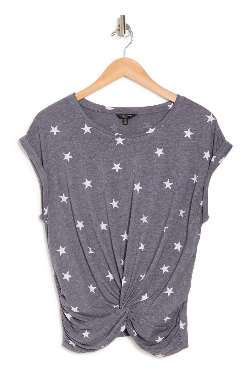 Lucky Brand Star Print Twist Front T-Shirt, Alternate, color, 