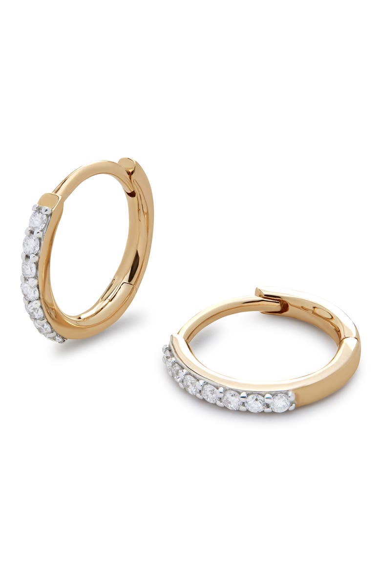 Lab Created Diamond Pavé Huggie Hoop Earrings, Main, color, 14K SOLID GOLD