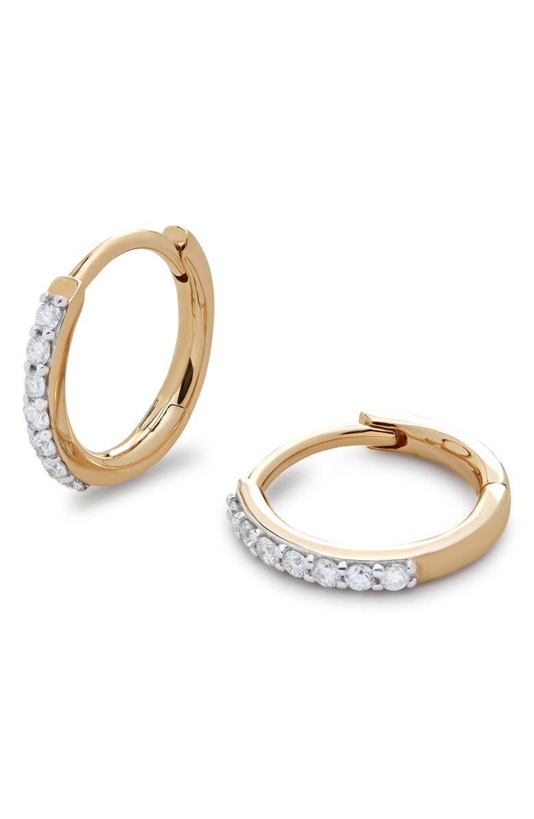 Monica Vinader Lab Created Diamond Pav‚ Huggie Hoop Earrings, Main, color, 14K Solid Gold