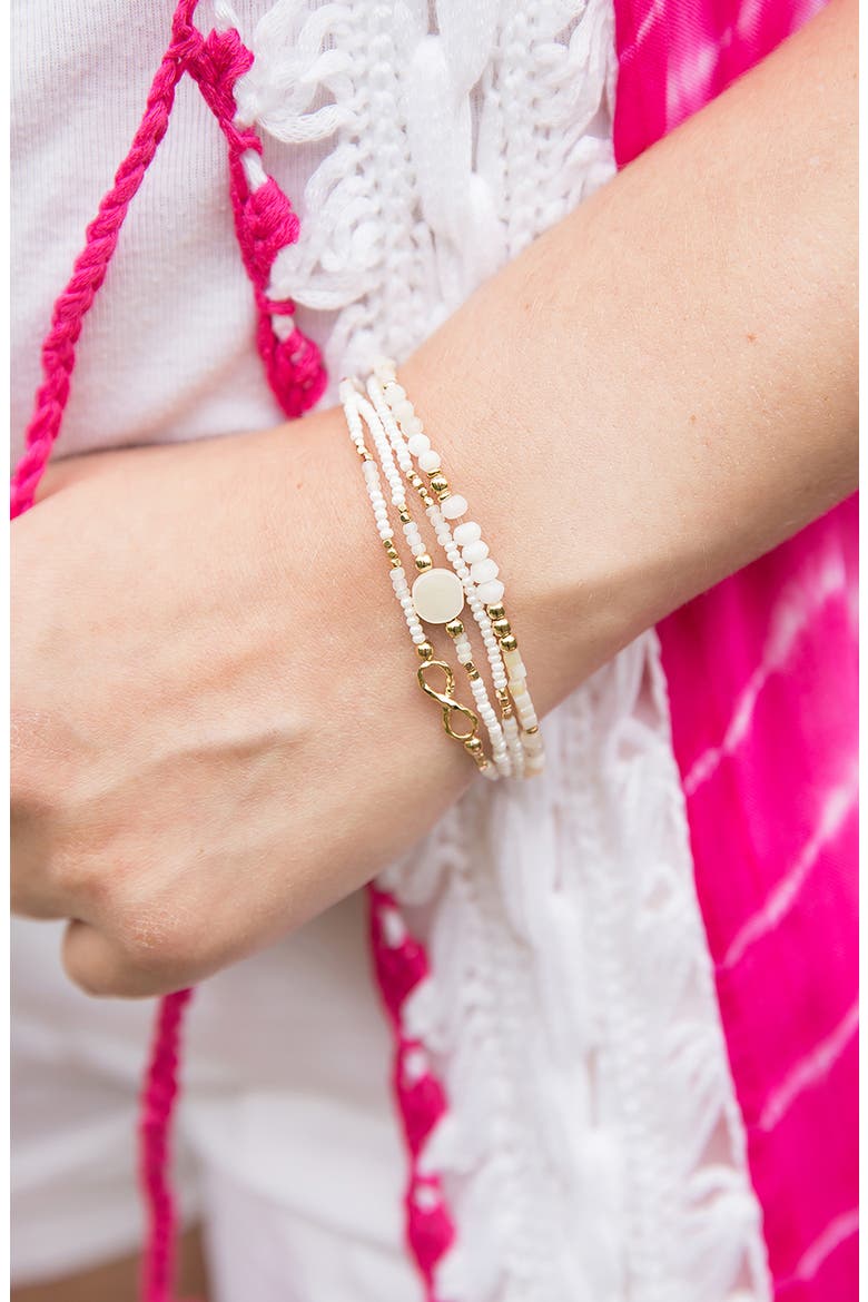 4-Pack Forever Beaded Bracelets, Alternate, color, WHITE