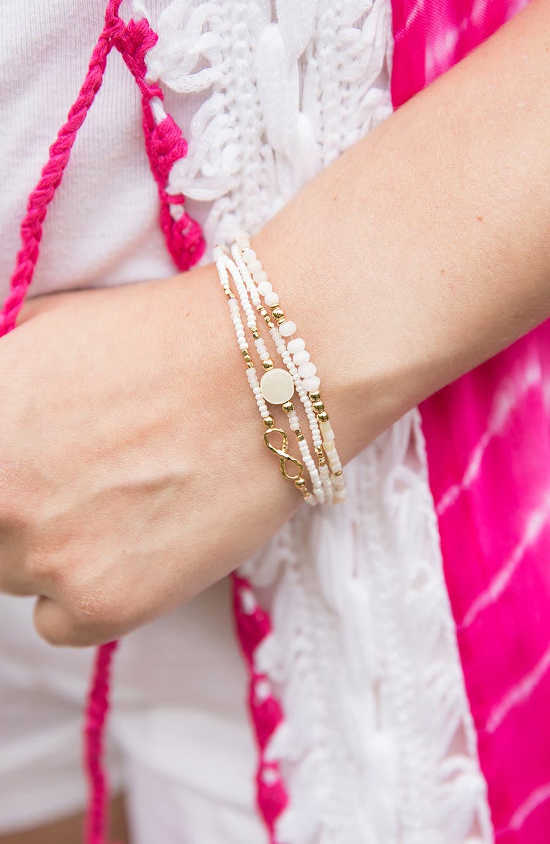 SAACHI 4-Pack Forever Beaded Bracelets, Alternate, color, White